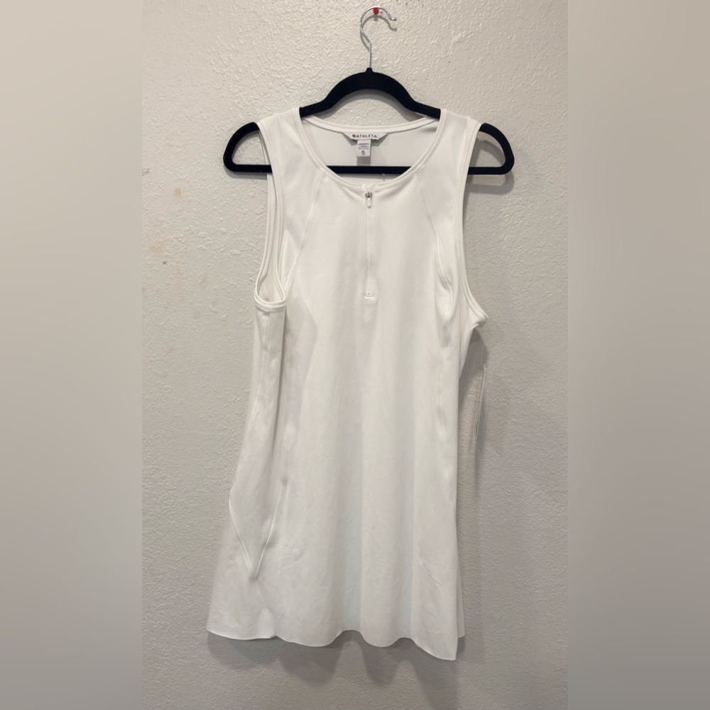 Athleta Ace Tennis Dress Womens  White 1/4 Zip Sleeveless Athletic